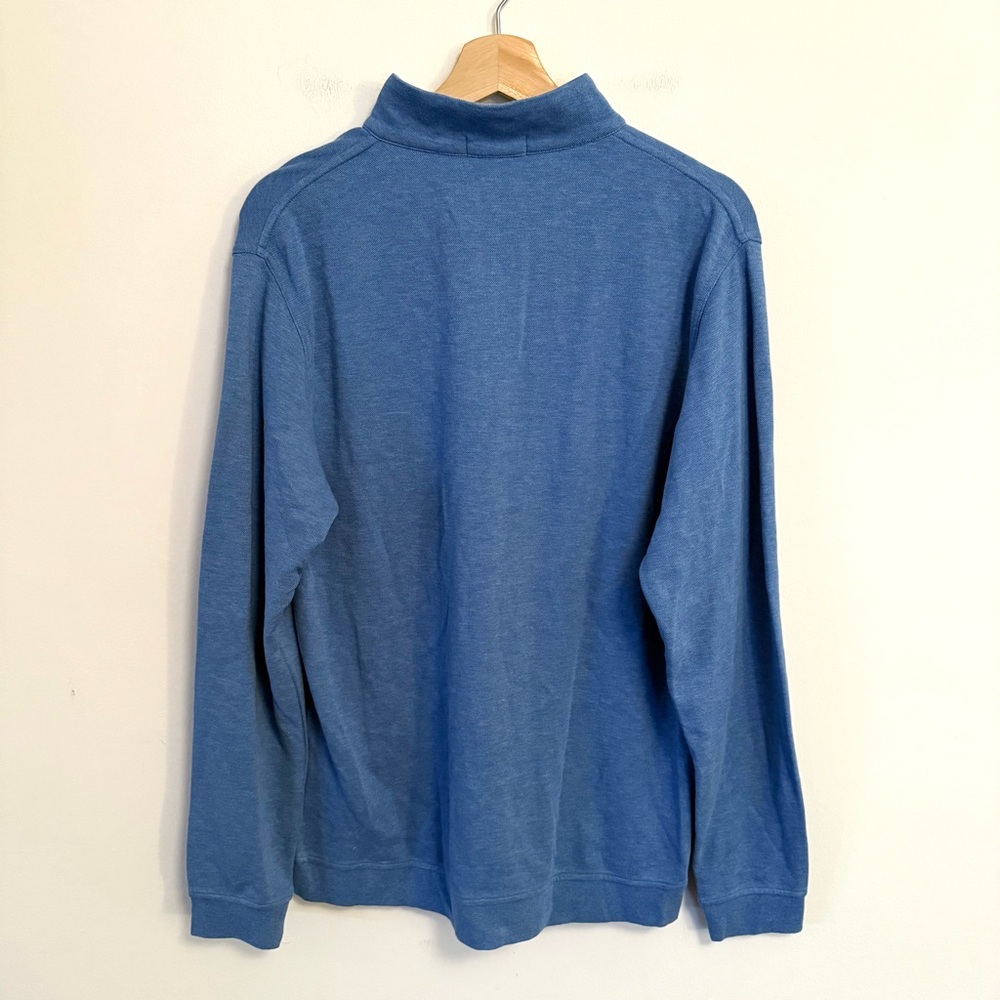 Peter Millar Crown Comfort 1/4 Zip Blue Pullover - Picture 3 of 5